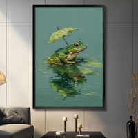 Frog With Umbrella Oil Painting Canvas Wall Art