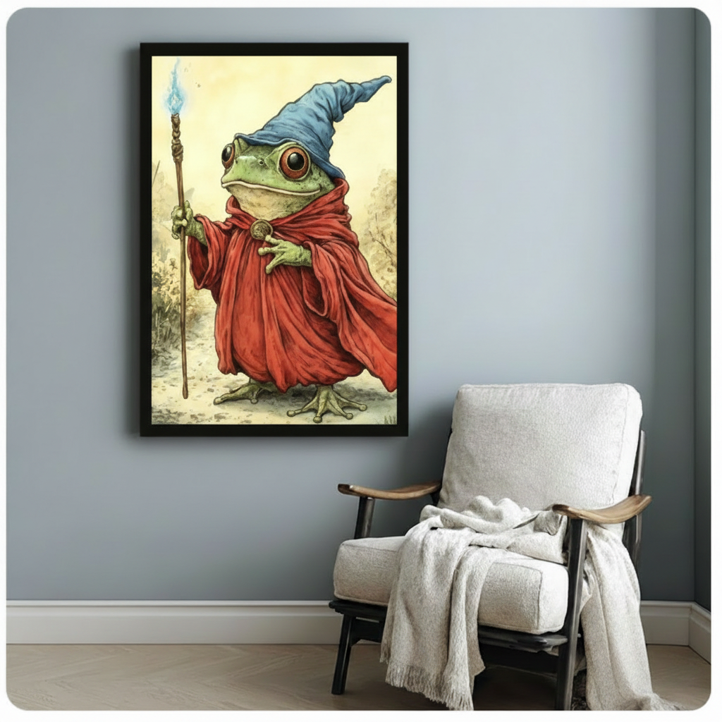 Wizard Frog Red Robe Canvas Art Wall Art