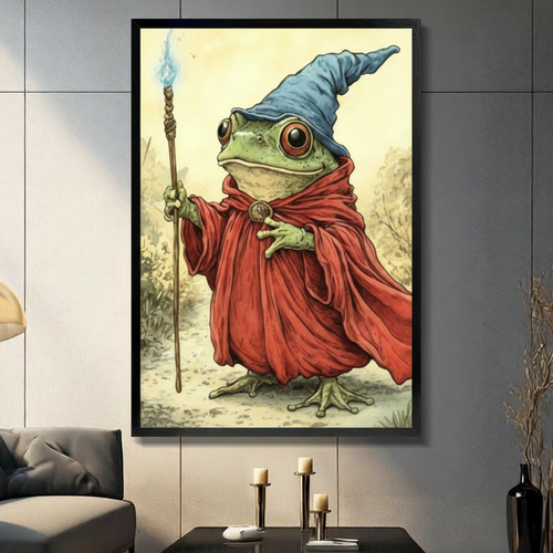 Wizard Frog Red Robe Canvas Art Wall Art