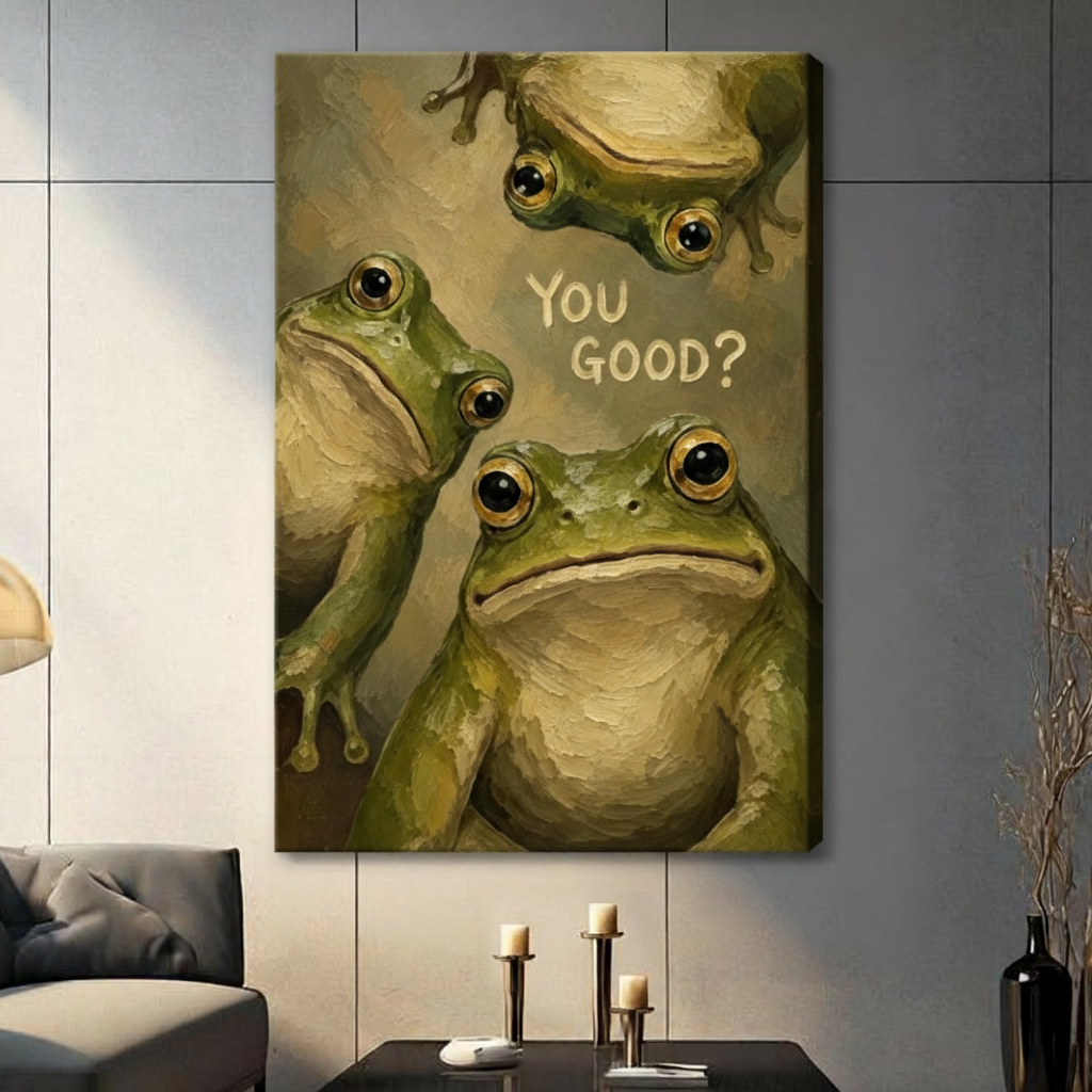 You Good Frog Funny Oil Canvas Art Wall Art
