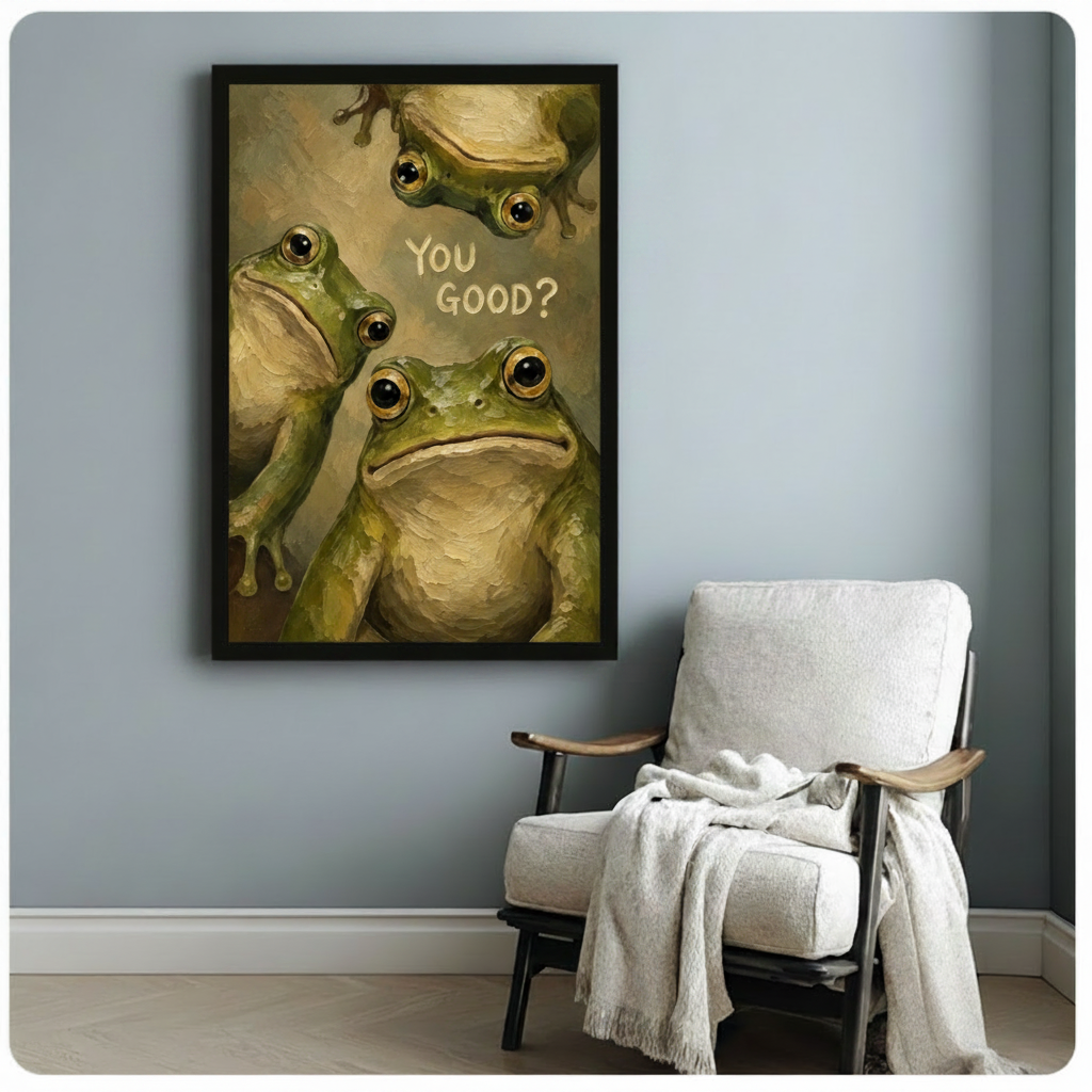 You Good Frog Funny Oil Canvas Art Wall Art