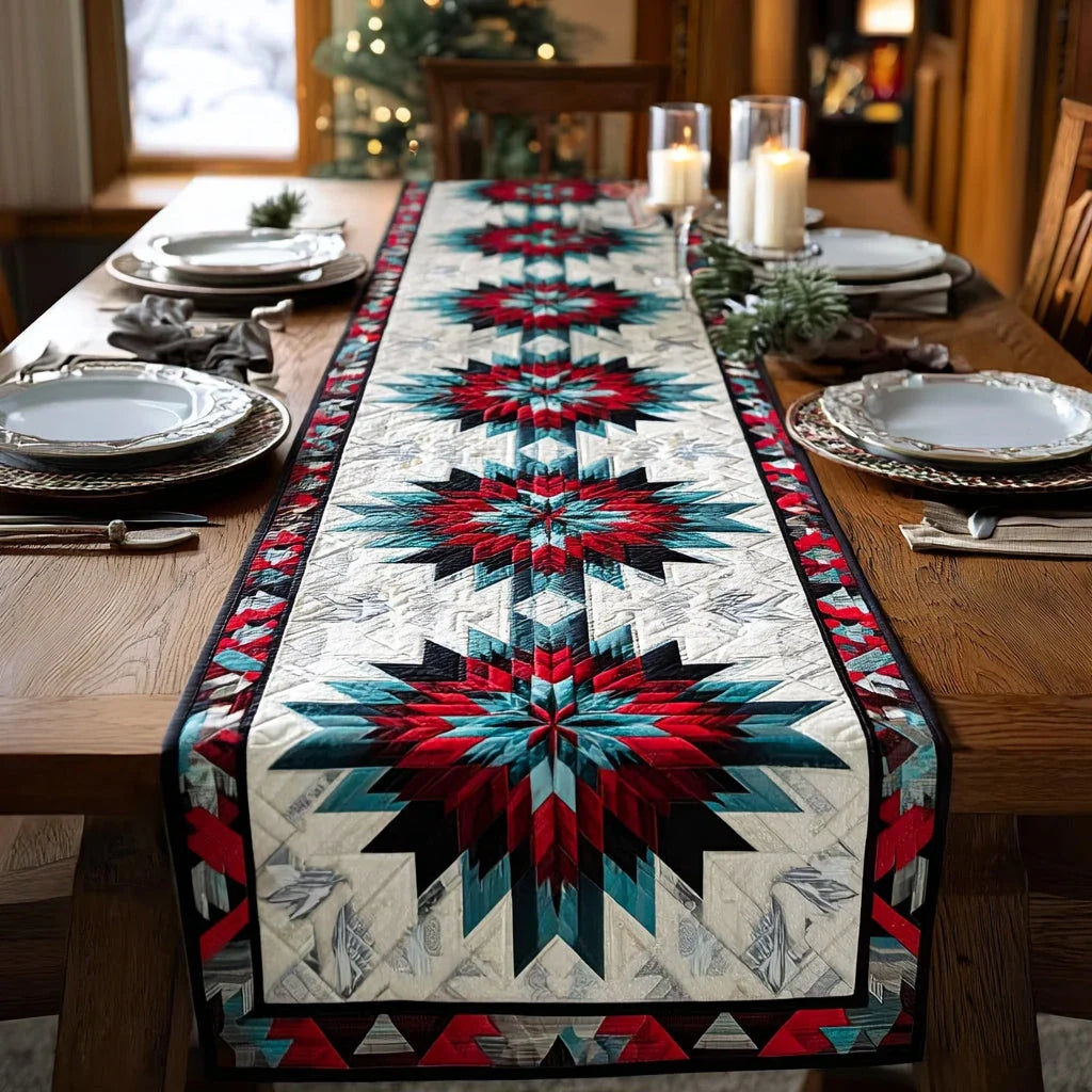 Frost Crimson Quilted Table Runner