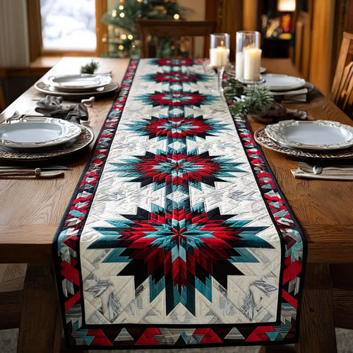 Frost Crimson Quilted Table Runner