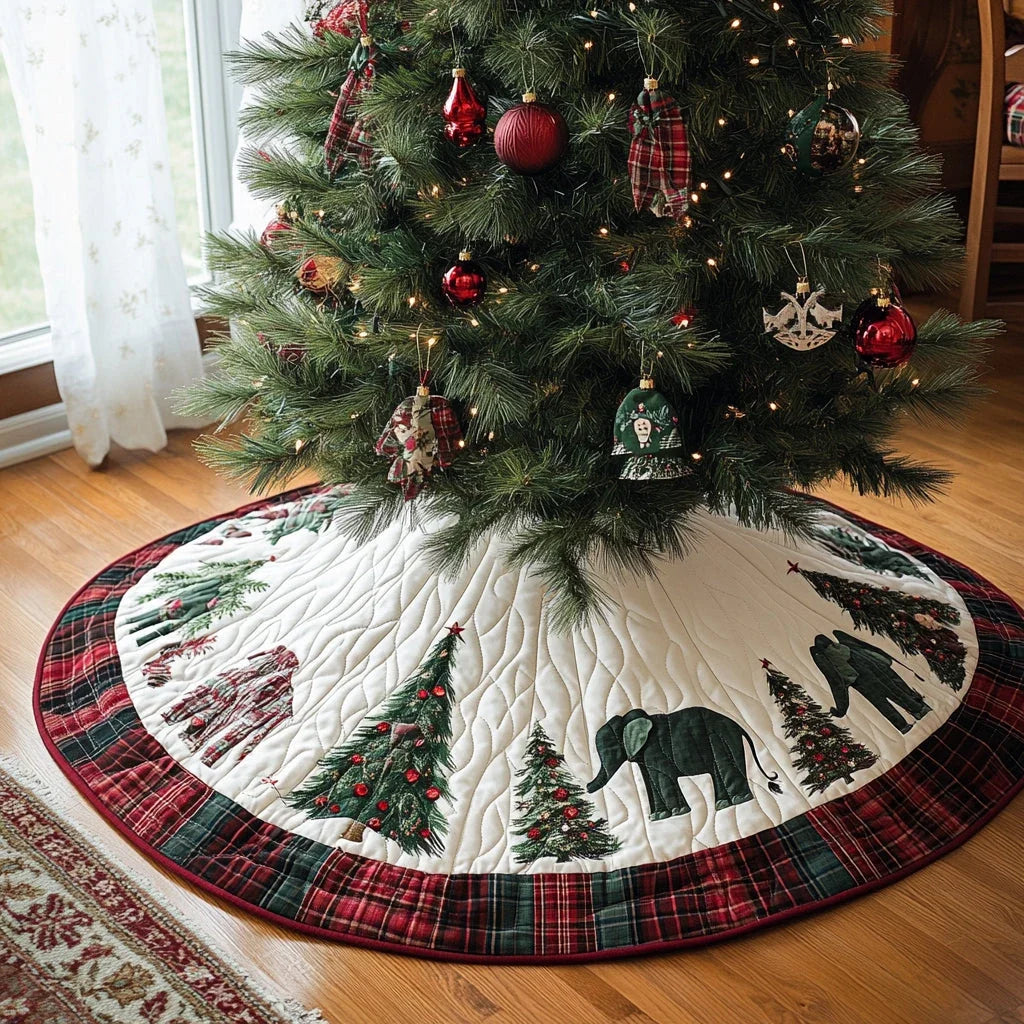 Frost Elephant Christmas Quilted Tree Skirt