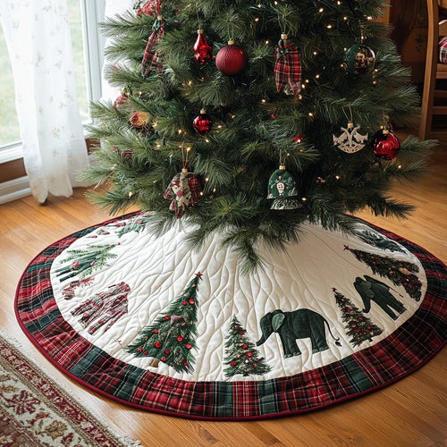 Frost Elephant Christmas Quilted Tree Skirt