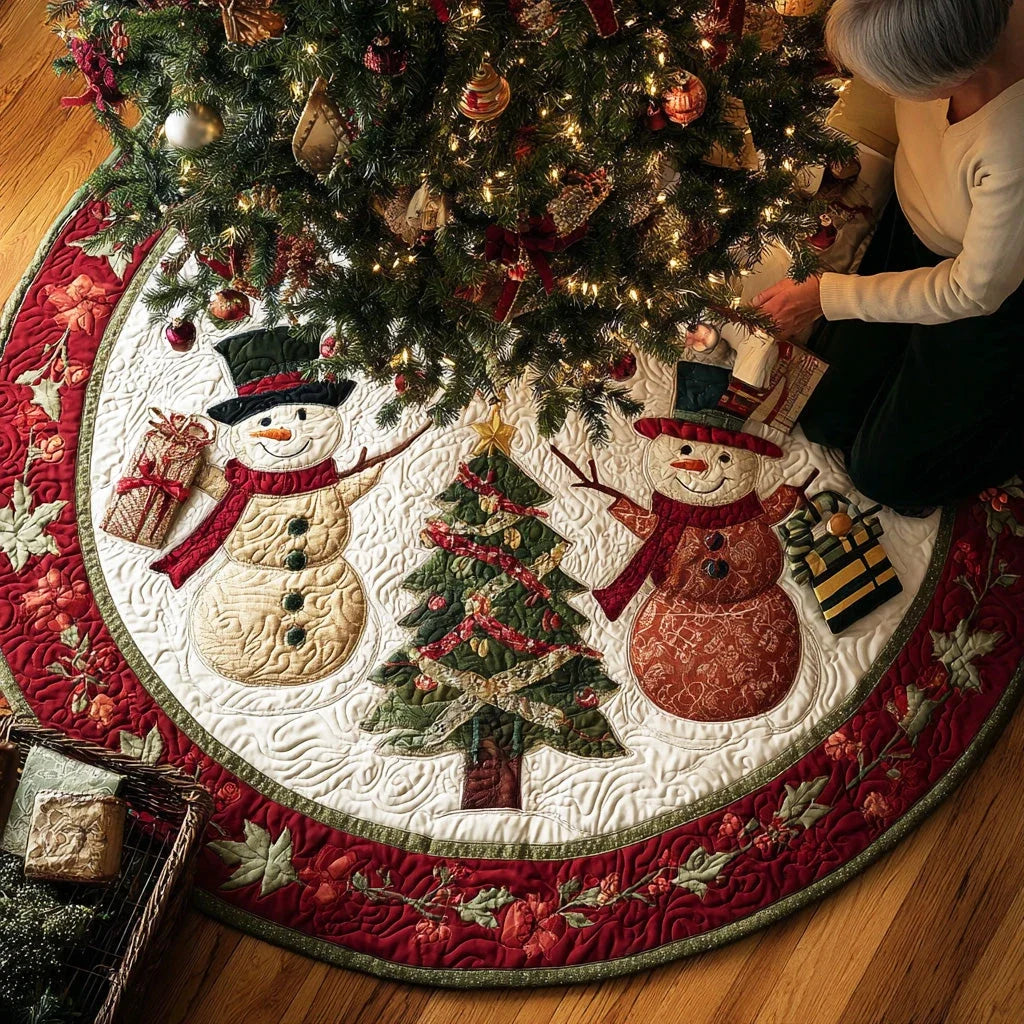 Frost Lantern Night Christmas Quilted Tree Skirt