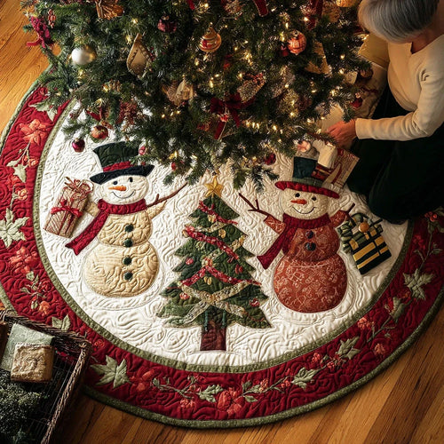 Frost Lantern Night Christmas Quilted Tree Skirt