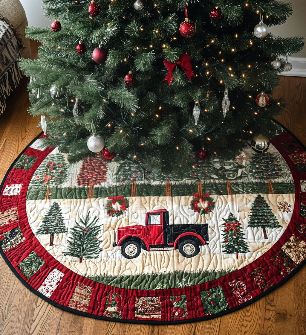 Frostbite Lane Quilted Christmas Tree Skirt