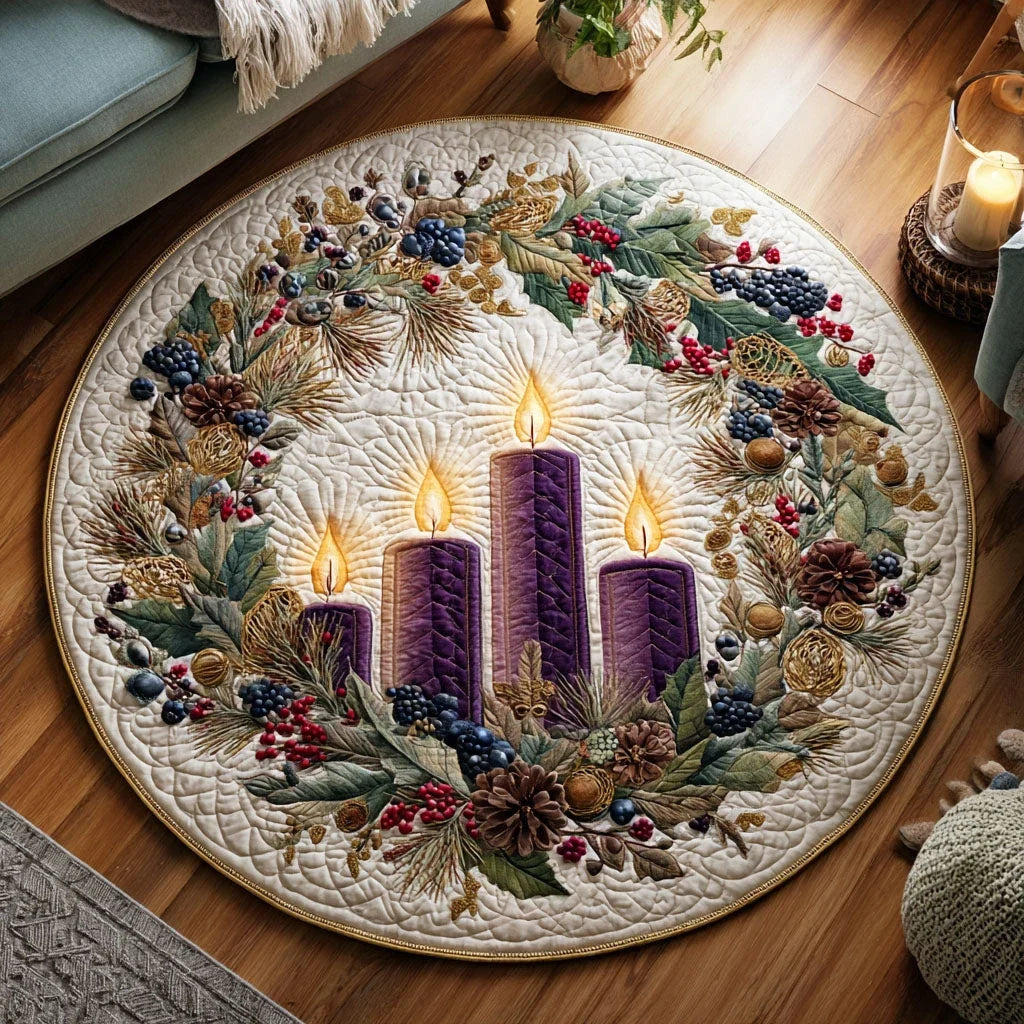 Frosted Advent Bloom Quilted Round Mat