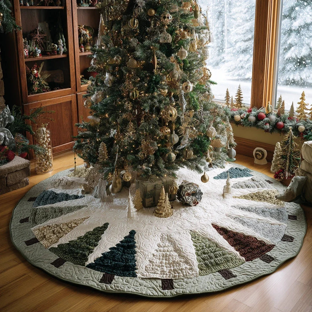 Frosted Forest Wonderland Christmas Quilted Tree Skirt