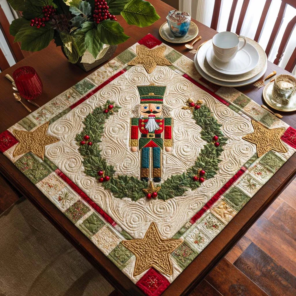 Frosted Star Quilted Table Topper