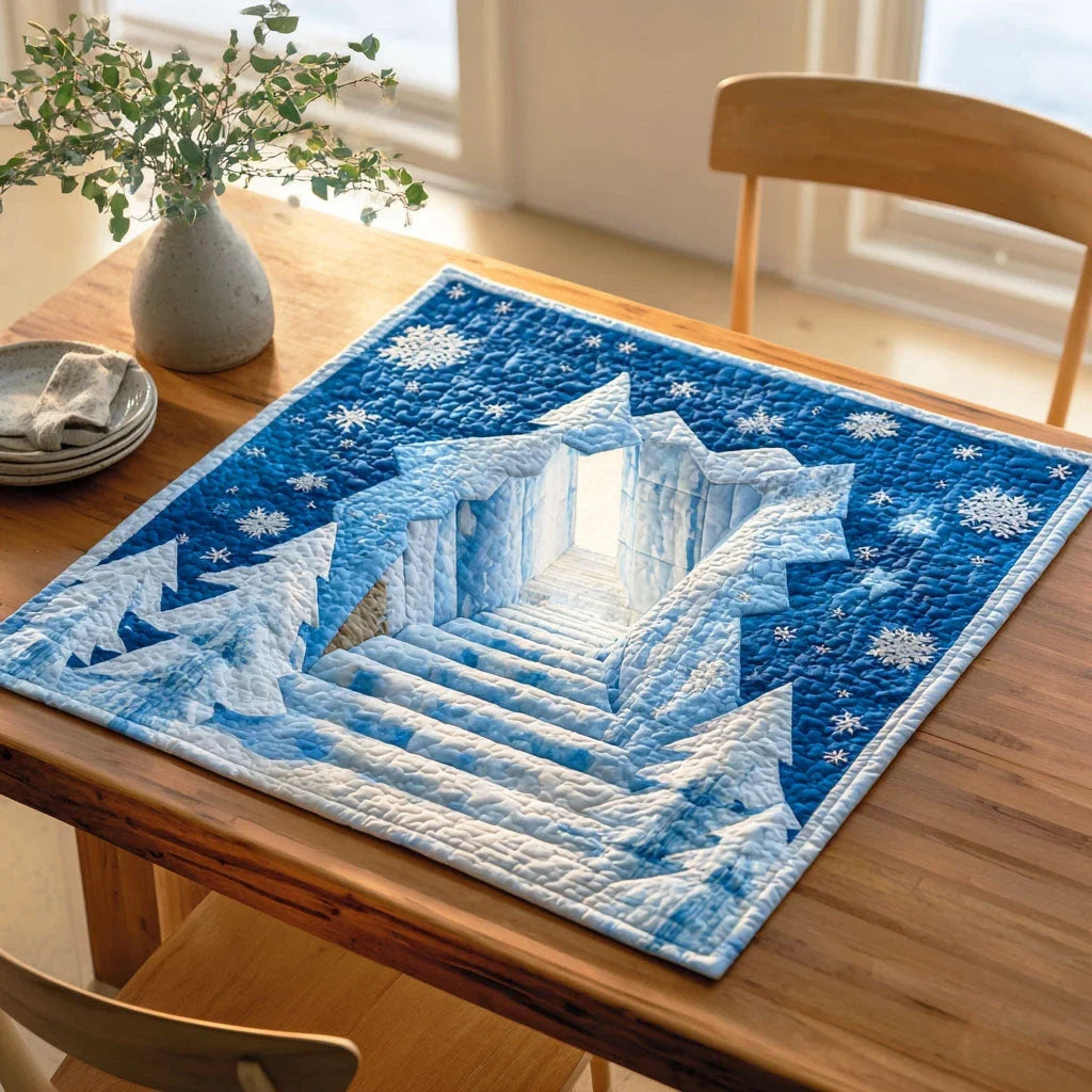 Frosted Winter Walk Quilted Table Topper
