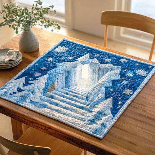 Frosted Winter Walk Quilted Table Topper