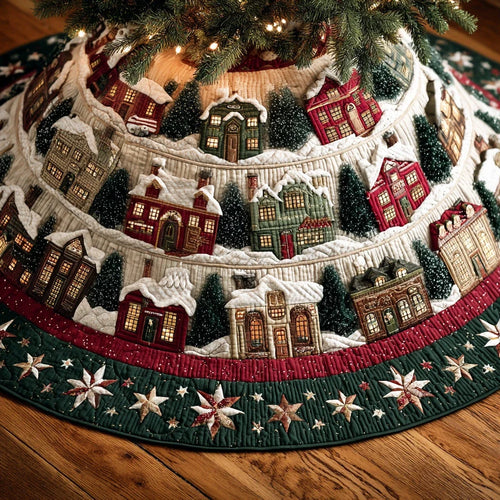 Frostlight Forest Path Christmas Quilted Tree Skirt