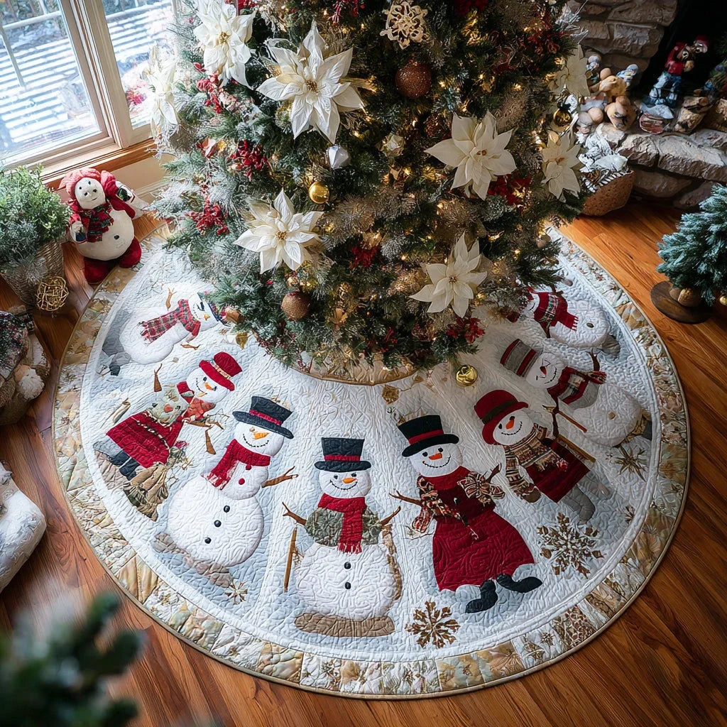 Frostlight Glow Christmas Quilted Tree Skirt