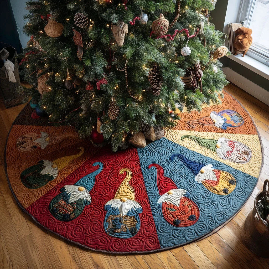 Frosty Buttons Christmas Quilted Tree Skirt
