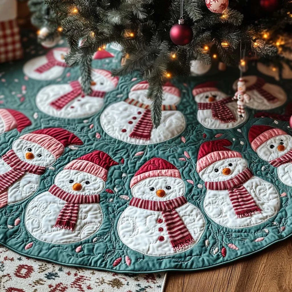 Frosty Festivities Christmas Quilted Tree Skirt