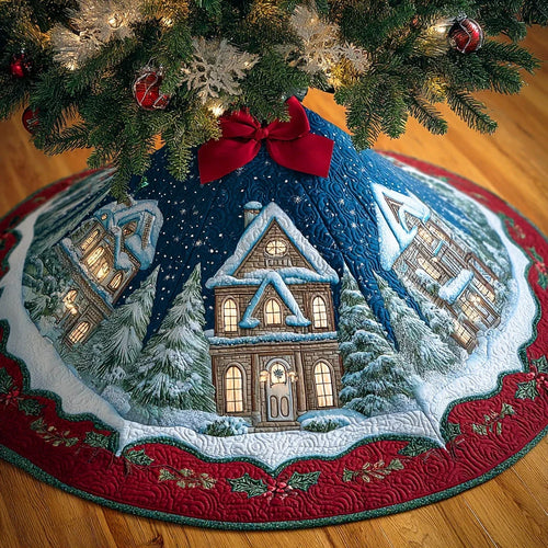 Frosty Forest Dream Christmas Quilted Tree Skirt