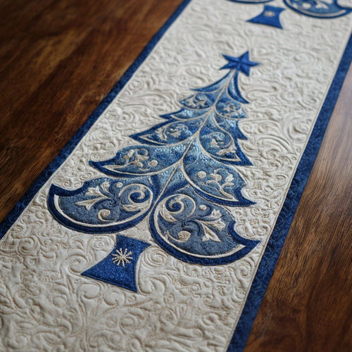 Frosty Forest Fir Quilted Table Runner