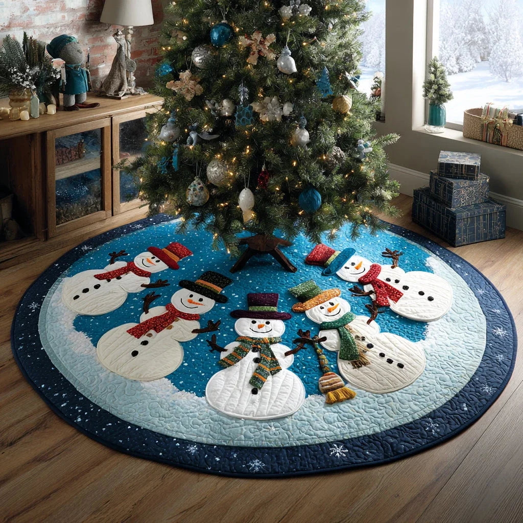 Frosty Friends Christmas Quilted Tree Skirt