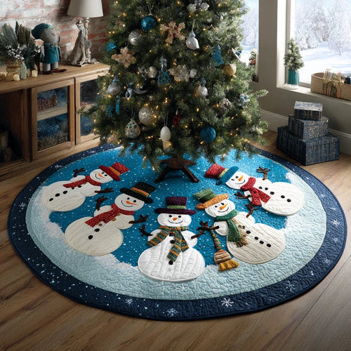Frosty Friends Christmas Quilted Tree Skirt