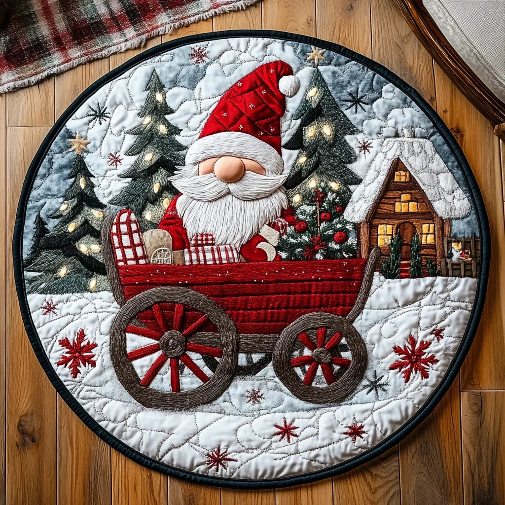 Frosty Gnome Friends Quilted Round Mat