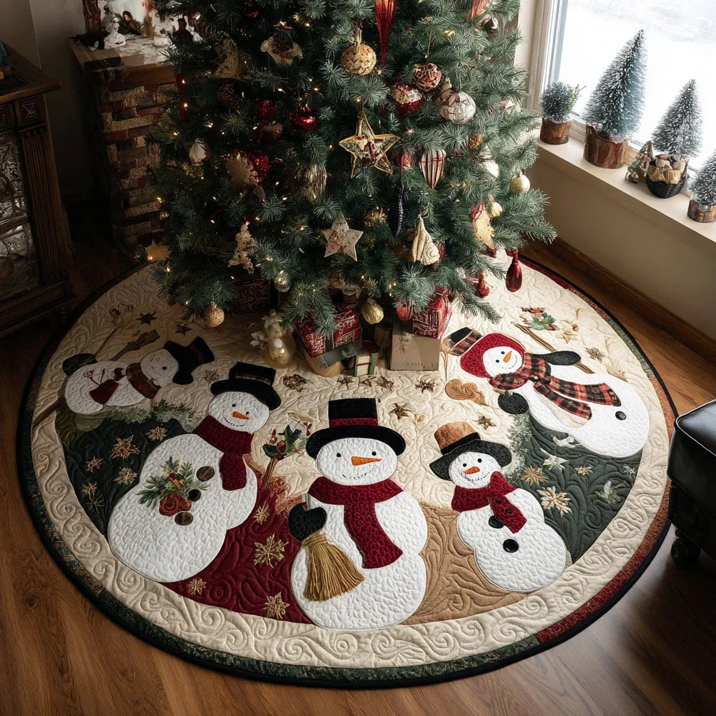 Frosty Heart Christmas Quilted Tree Skirt