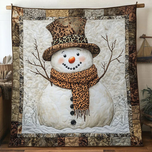 Frosty Leopard Snowman Quilt Blanket