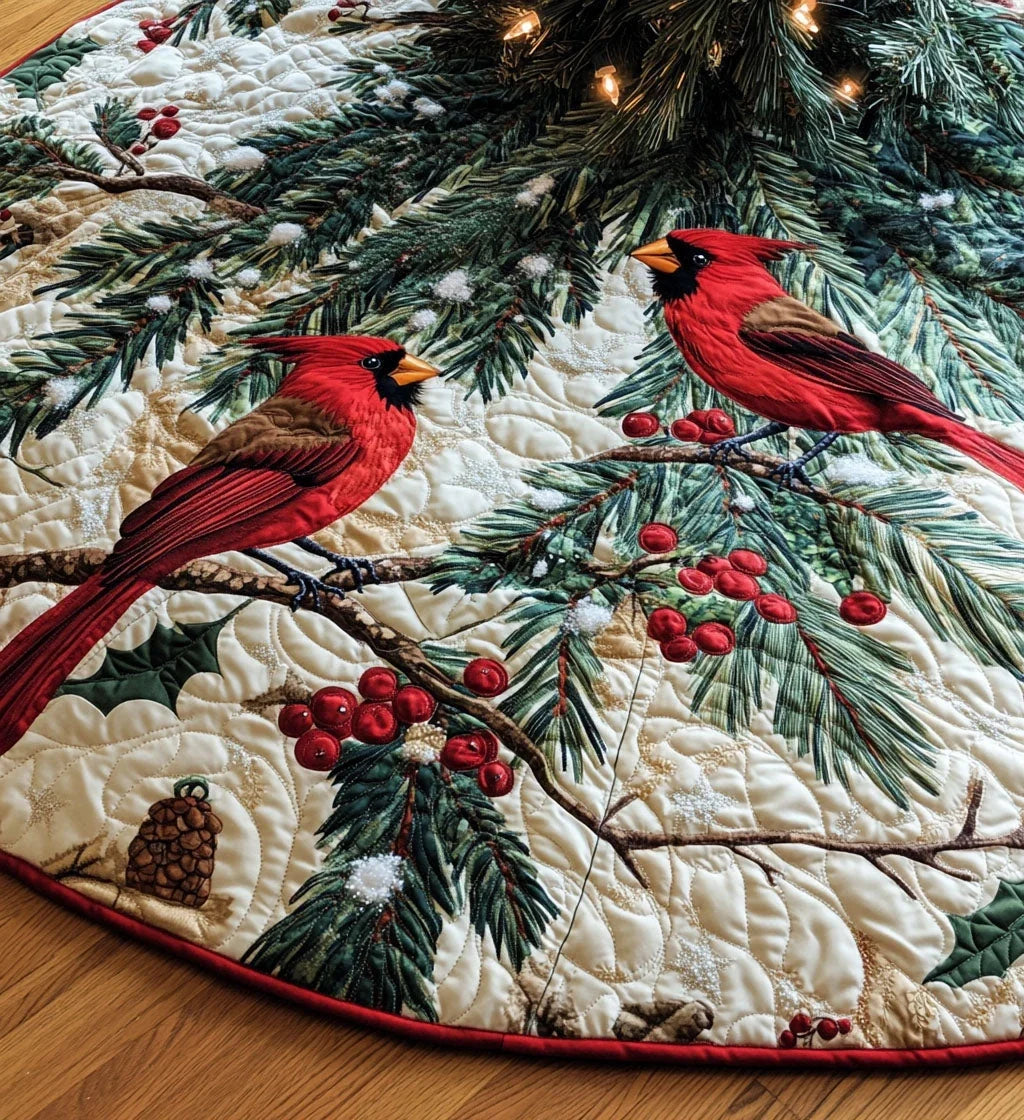Frosty Nightfall Quilted Christmas Tree Skirt