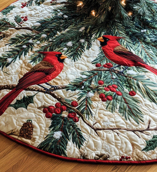 Frosty Nightfall Quilted Christmas Tree Skirt