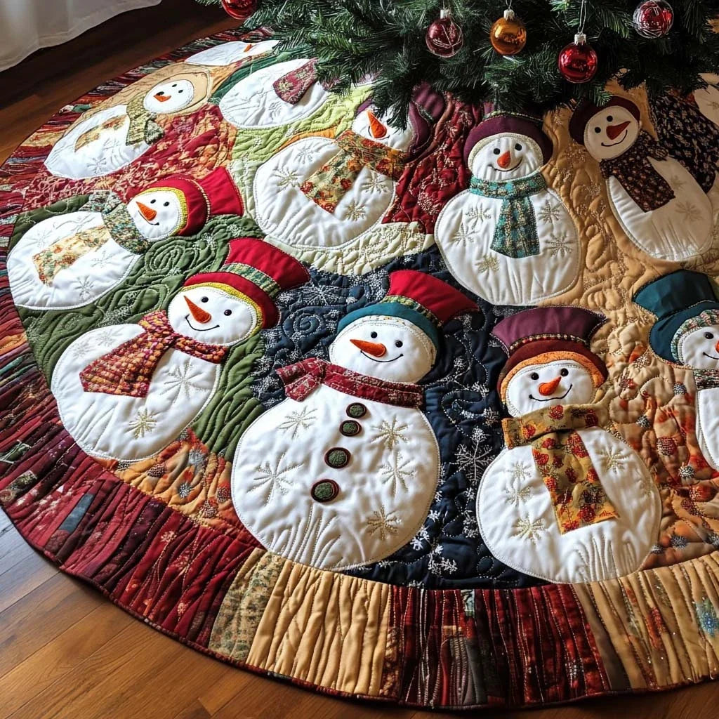 Frosty Parade Christmas Quilted Tree Skirt