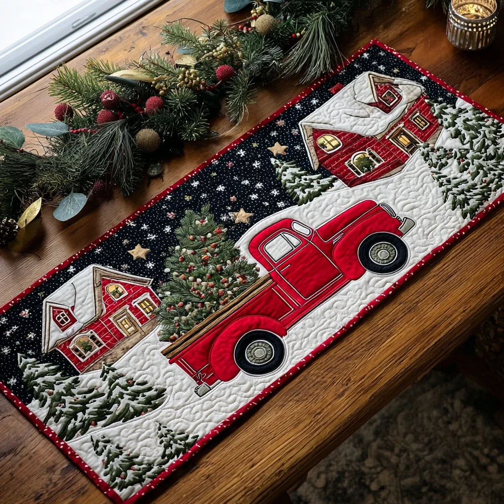 Frosty Ride Quilted Table Runner
