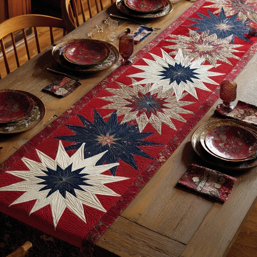 Frosty Snowflake Quilted Table Runner