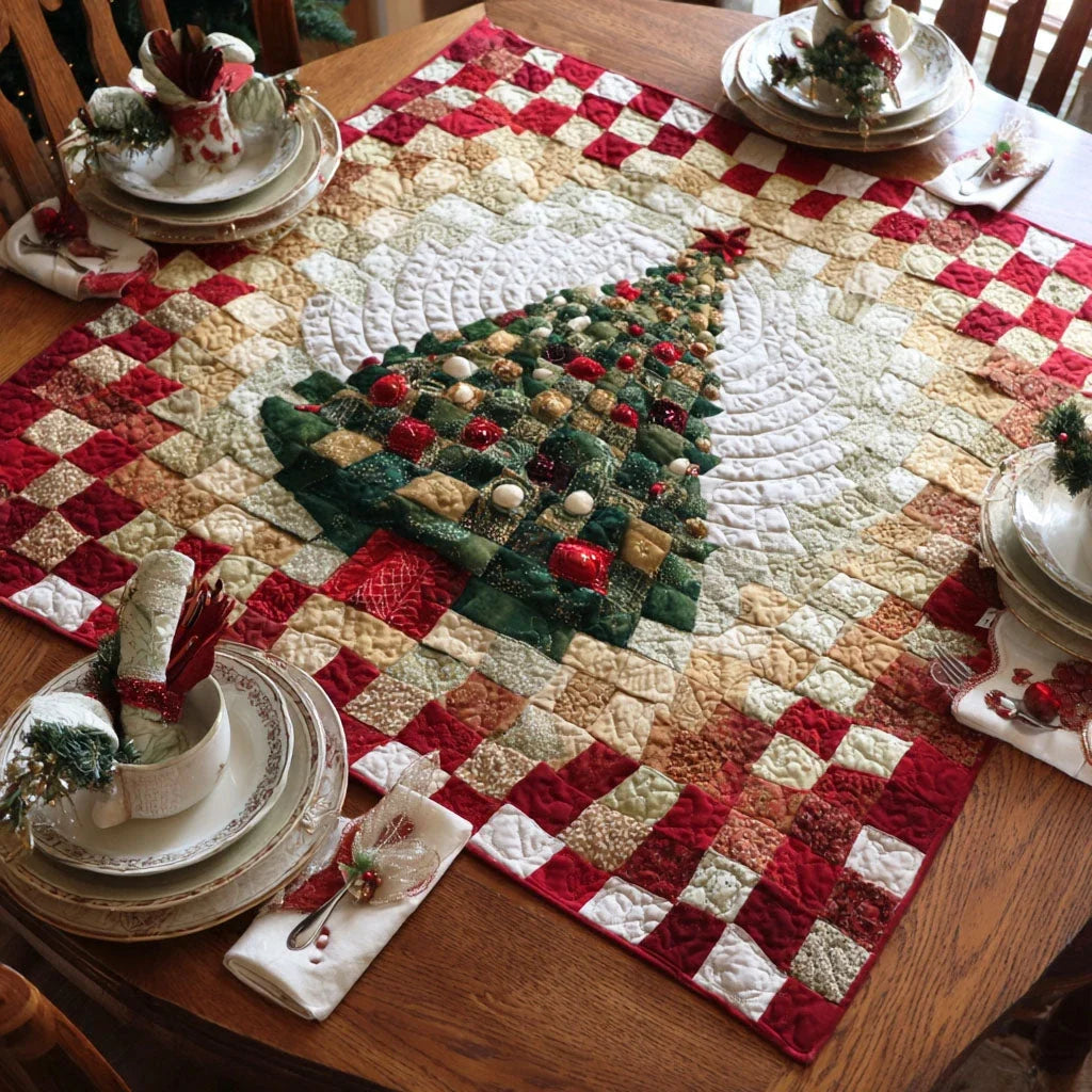 Frosty Tree Quilted Table Topper