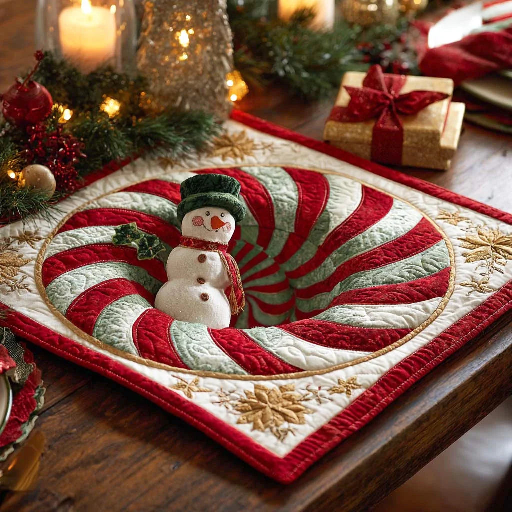 Frosty Whirl Quilted Table Topper