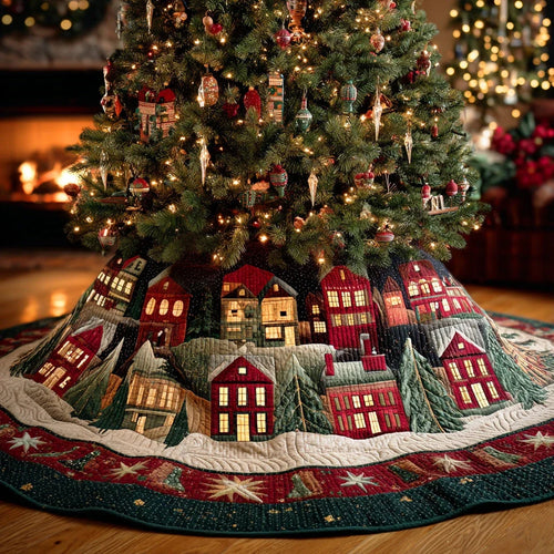 Frozen Valley Lights Christmas Quilted Tree Skirt