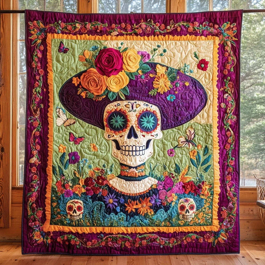 Fuchsia Bones Quilt Blanket