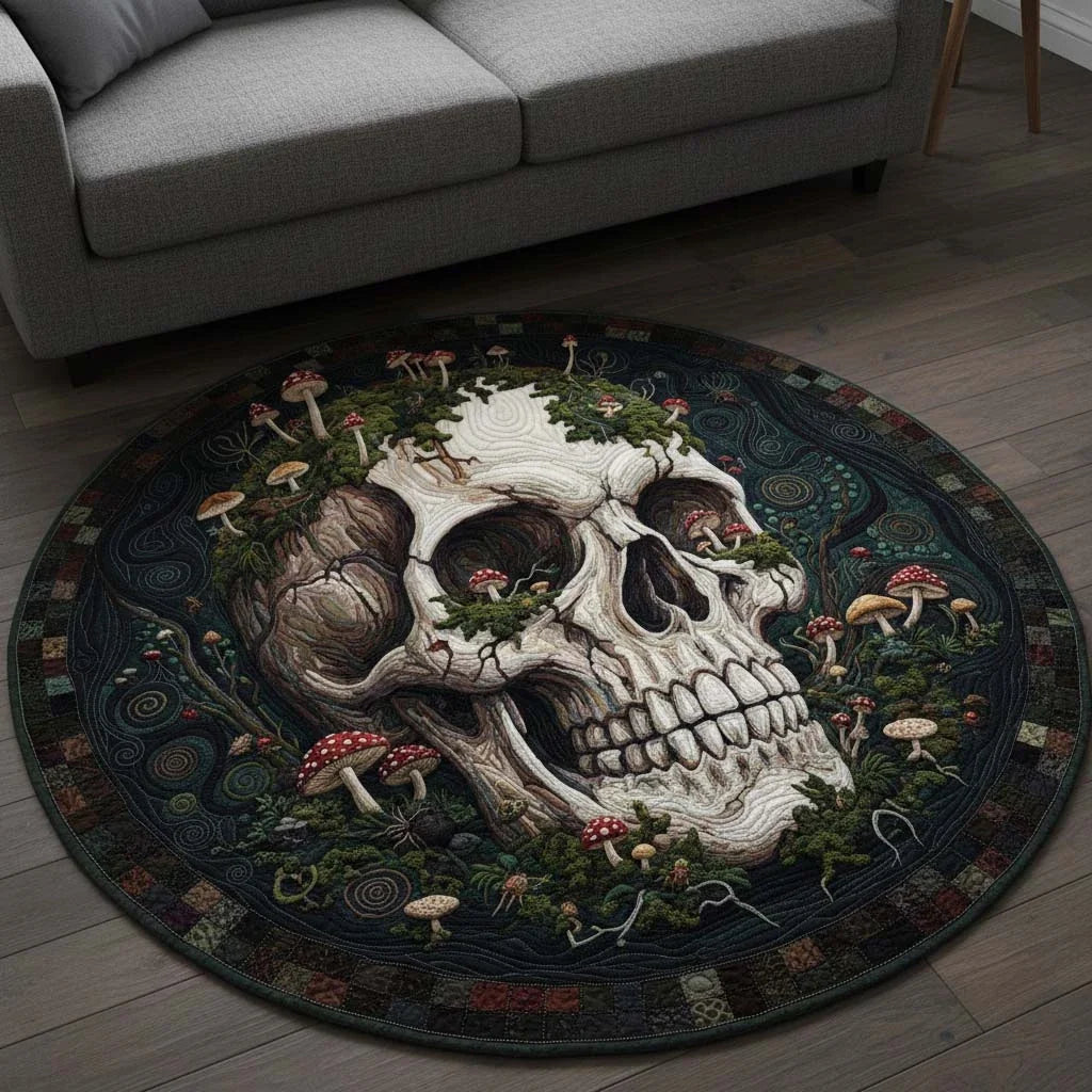 Fungal Skull Quilted Round Mat