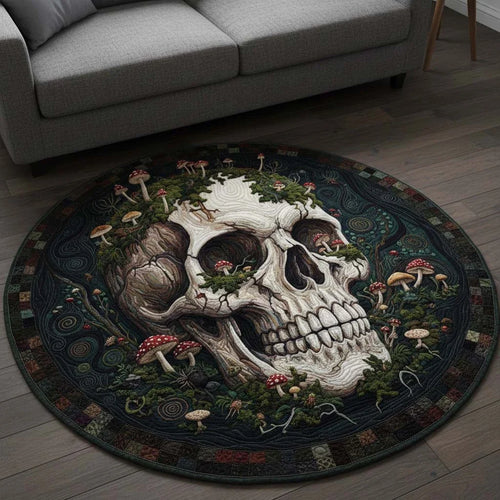 Fungal Skull Quilted Round Mat
