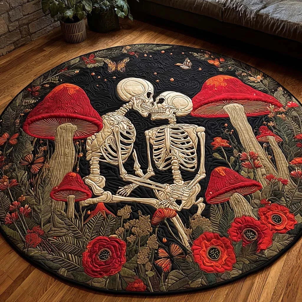 Fungi Bones Quilted Round Mat