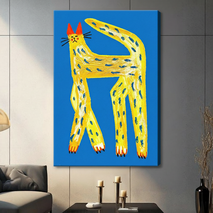 Bold Yellow Leopard Cat Pop Art Canvas Print Wall Art