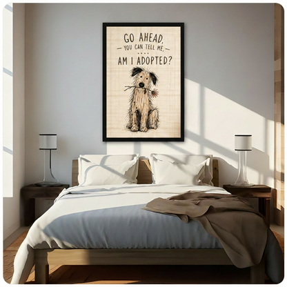 Am I Adopted Funny Dog Canvas Wall Art