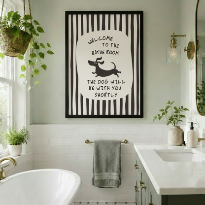 Funny Bathroom Dog Quote Black White Canvas Art