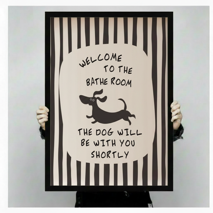 Funny Bathroom Dog Quote Black White Canvas Art