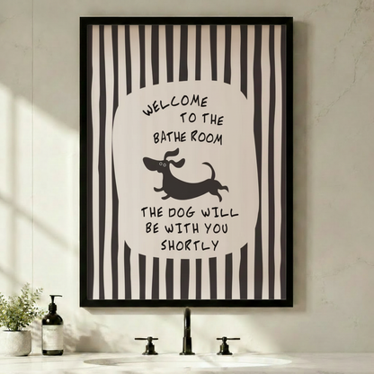 Funny Bathroom Dog Quote Black White Canvas Art