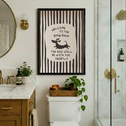 Funny Bathroom Dog Quote Black White Canvas Art