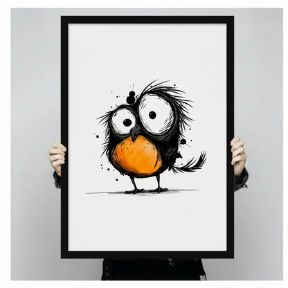 Whimsical Big-Eyed Bird Canvas Wall Art