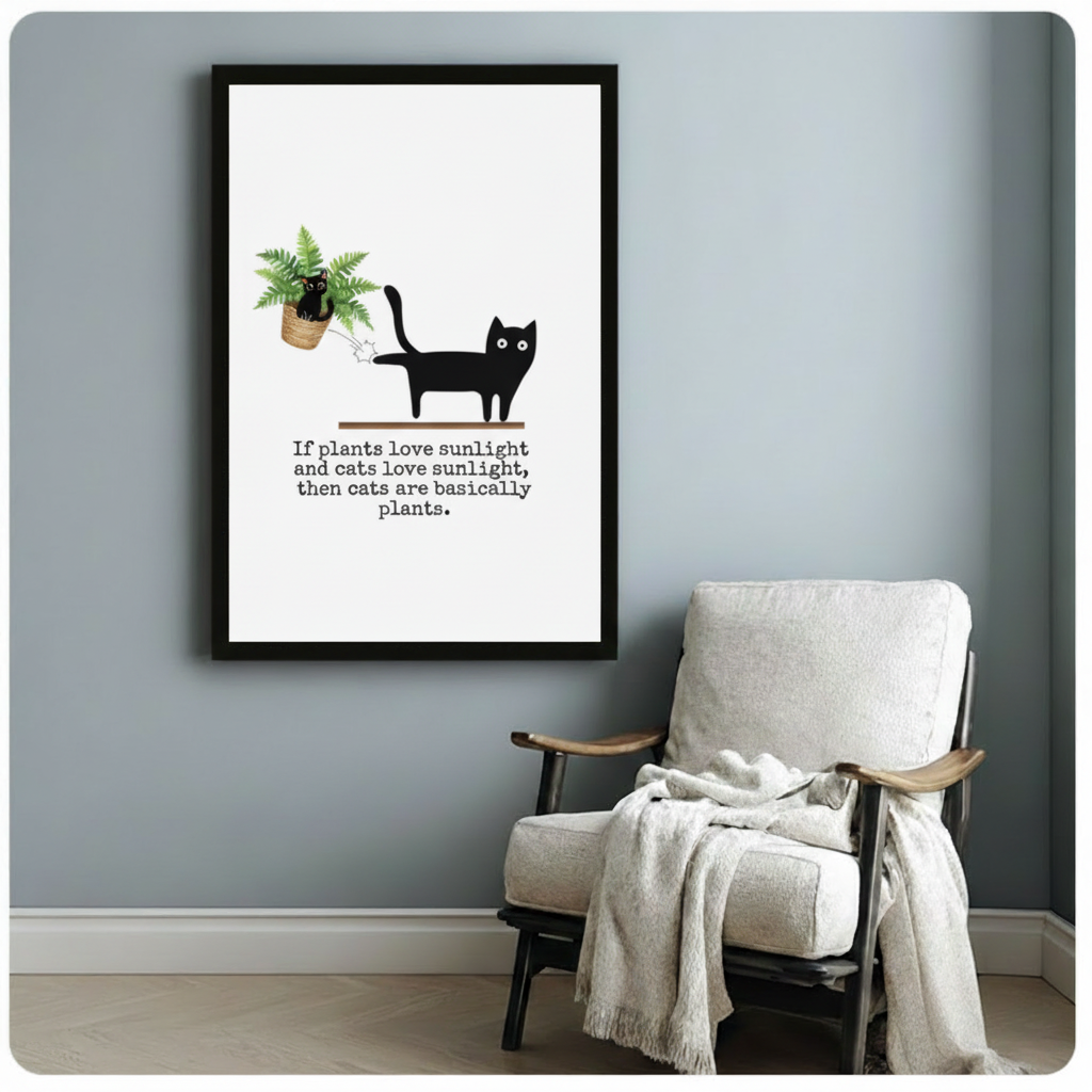 Cats Are Plants Funny Quote Canvas Art Wall Art
