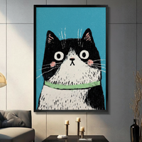 Cute Tuxedo Cat Big Eyes Canvas Wall Art