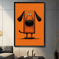Funny Orange Pop Art Dog Canvas Wall Art
